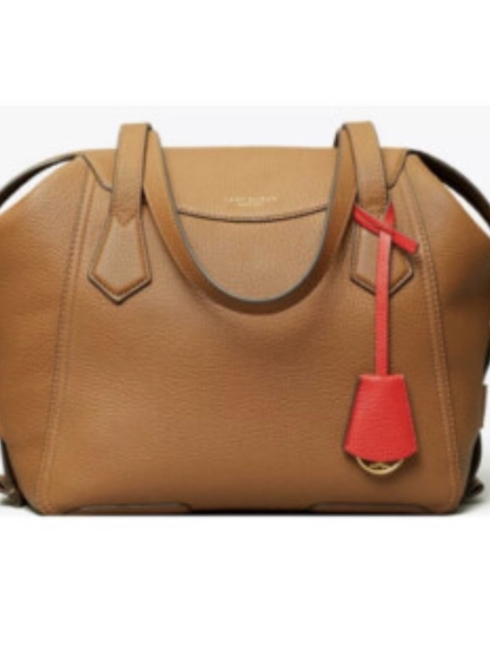 Tory Burch Tan Satchel with Red Charm